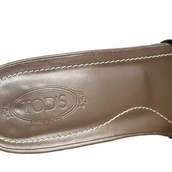 TOD’s Open Toe Kitten Heel Mules in Chestnut Brown Size 7​​​​​ - Picture 3 of 13